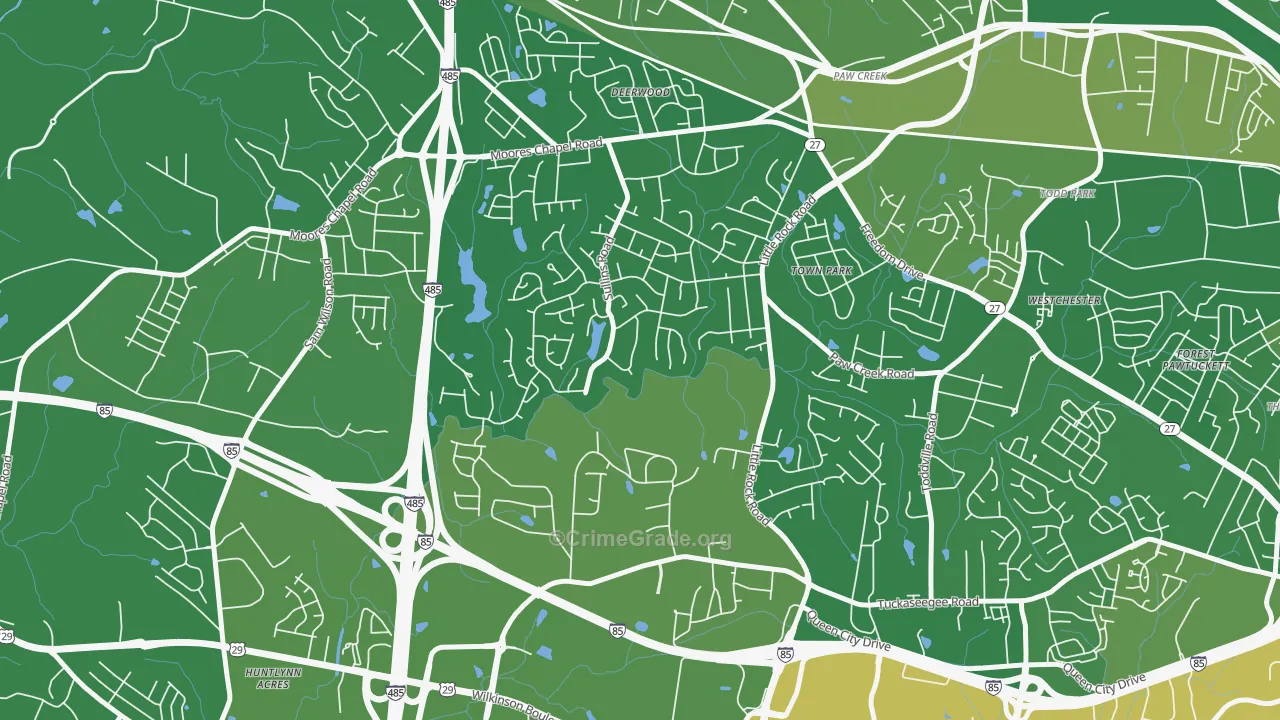 Pawtuckett, Charlotte, NC Map of Arson Rates