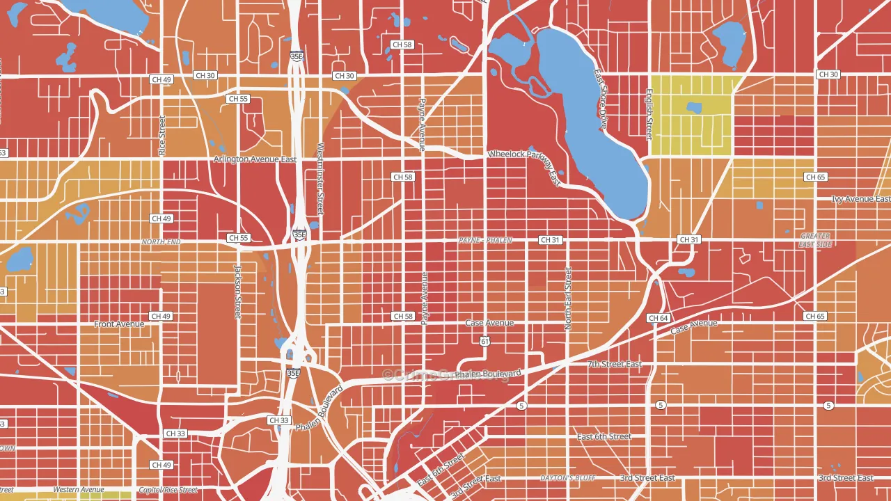 Payne Phallen, St. Paul, MN Map of Arson Rates