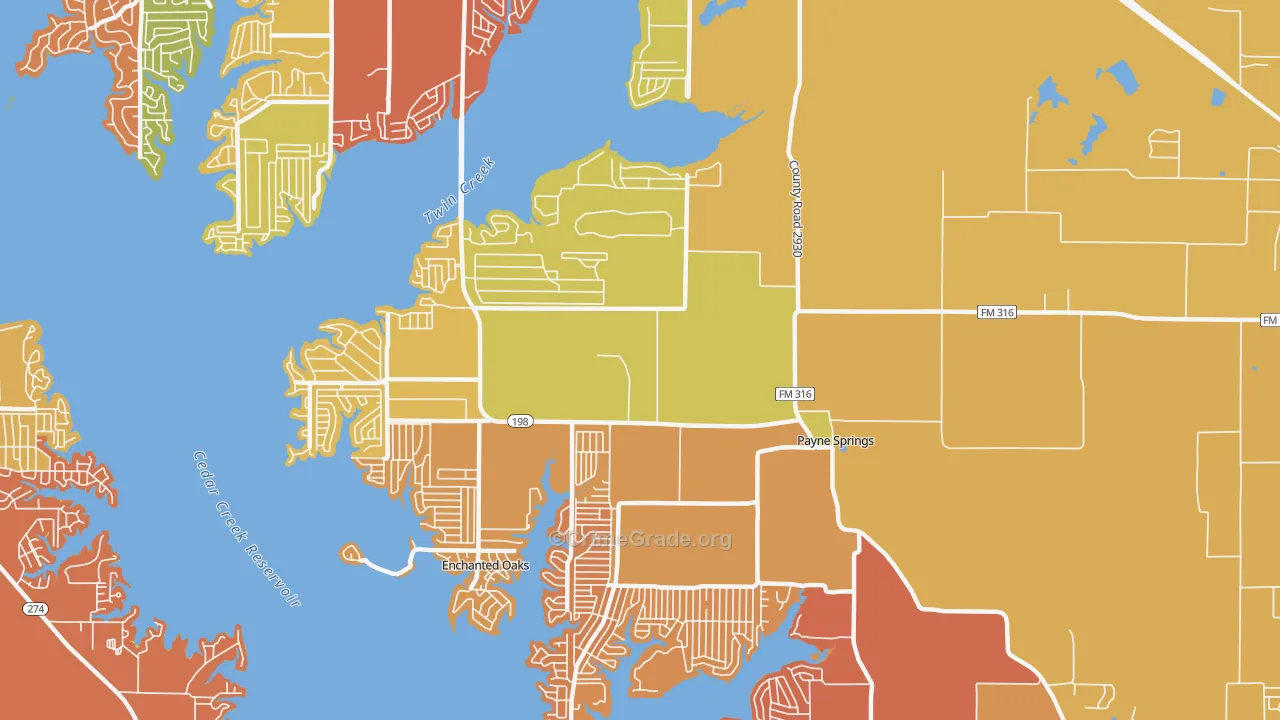 Payne Springs, TX Map of Arson Rates