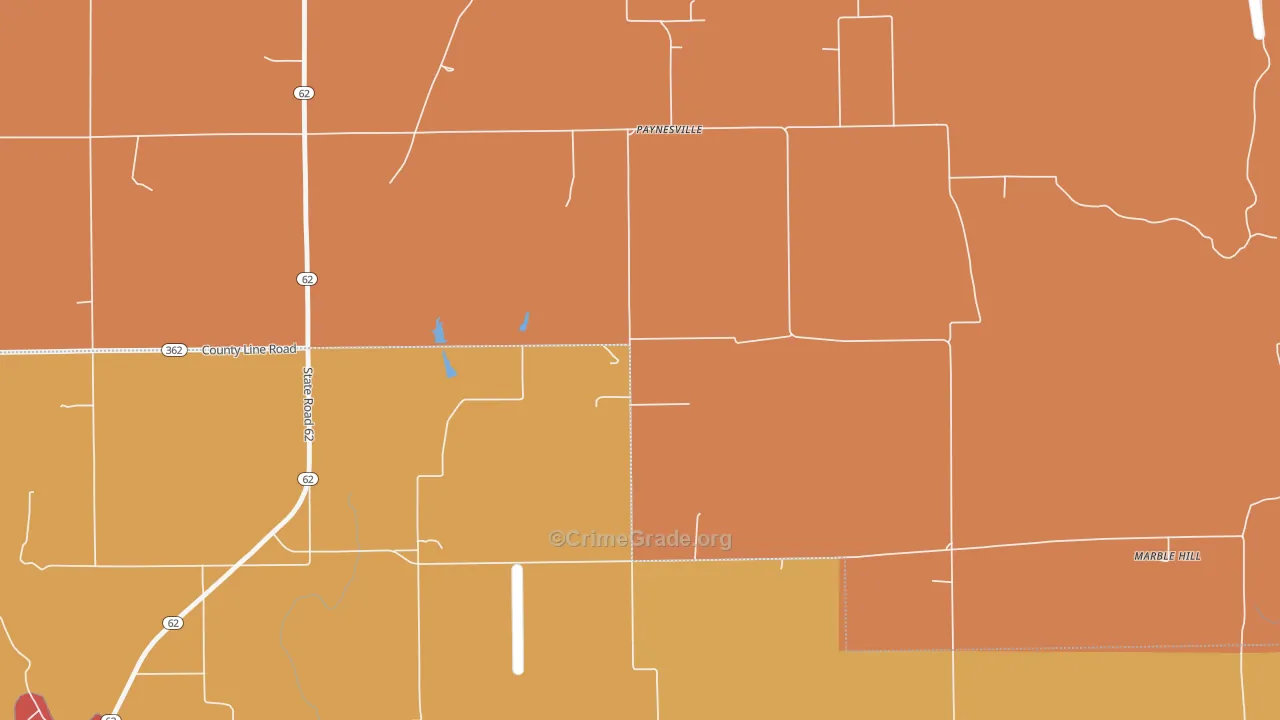Paynesville, IN Map of Arson Rates