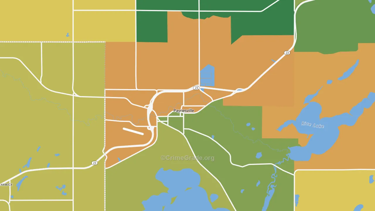 Paynesville, MN Map of Arson Rates