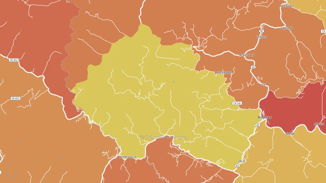 Paynesville, WV Map of Arson Rates
