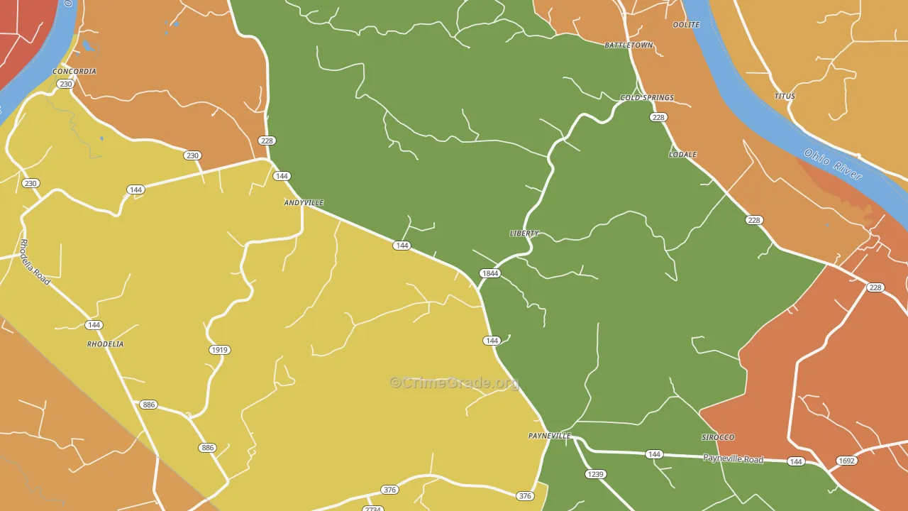 Payneville, KY Map of Arson Rates