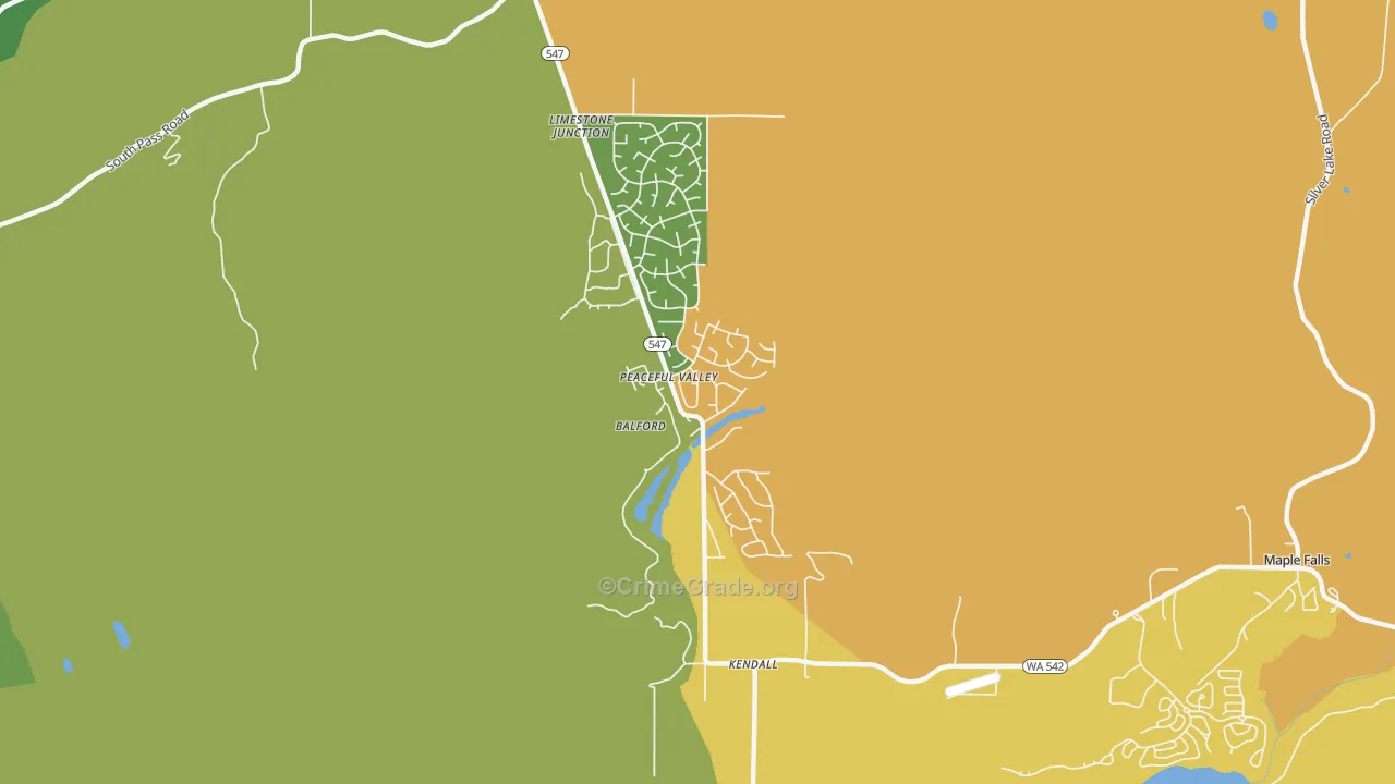 Peaceful Valley, WA Map of Arson Rates