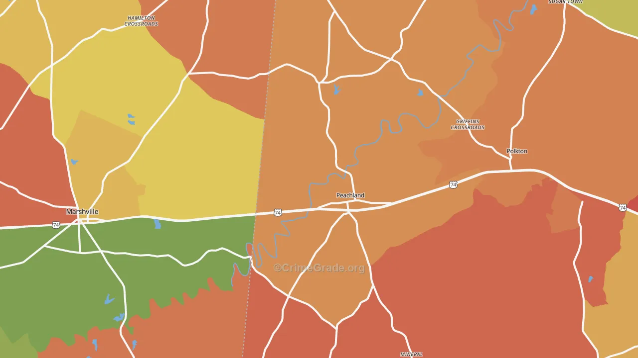 Peachland, NC Map of Arson Rates
