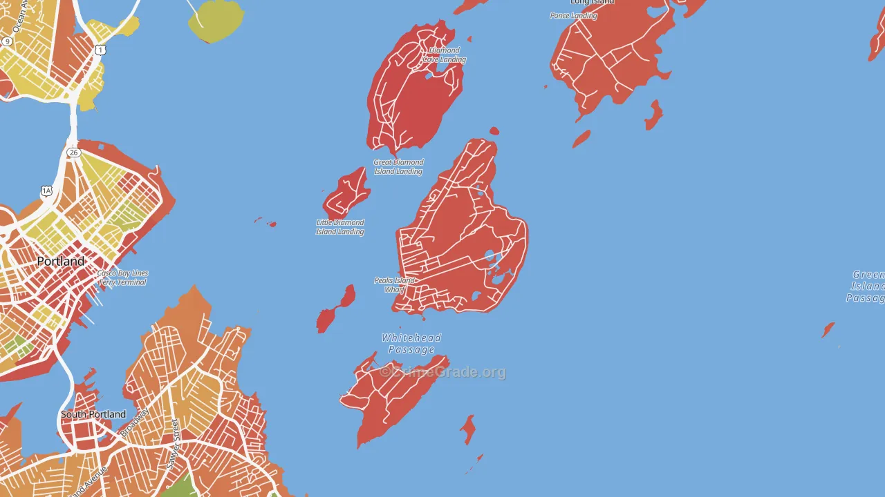 Peaks Island, ME Map of Arson Rates