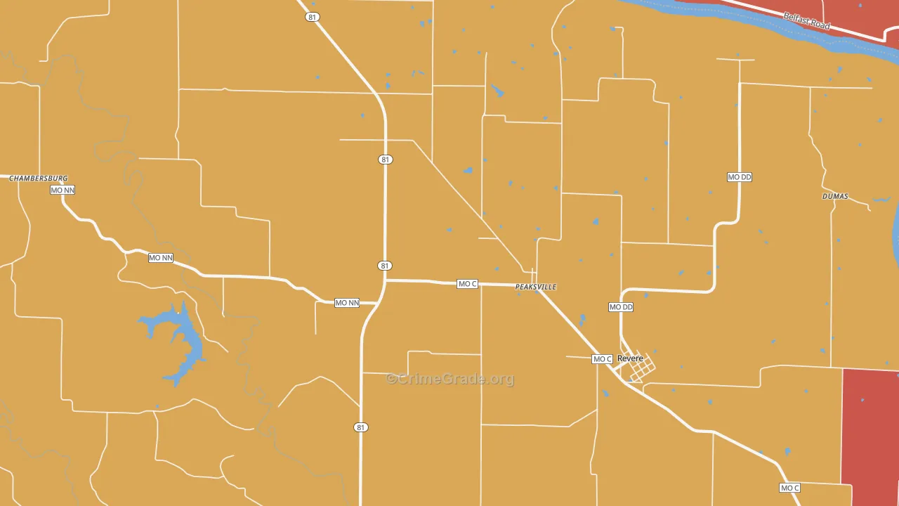 Peaksville, MO Map of Arson Rates