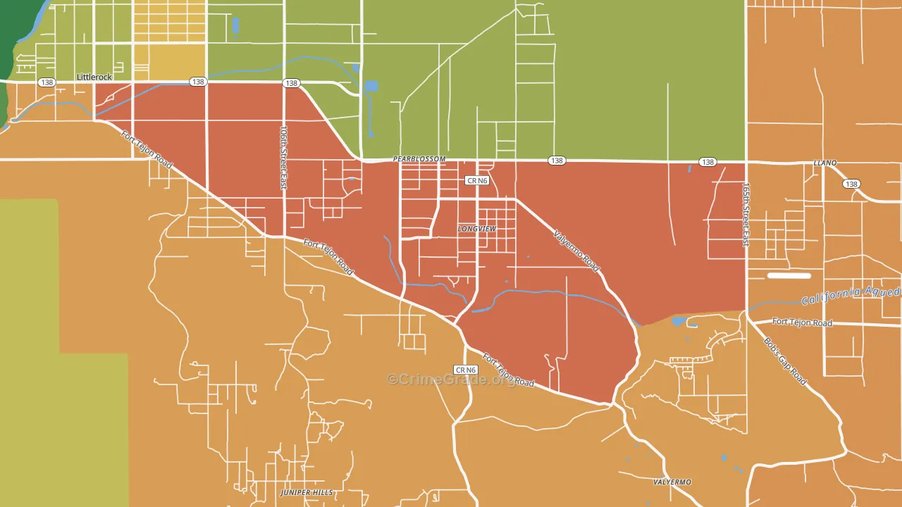 Pearblossom, CA Map of Arson Rates
