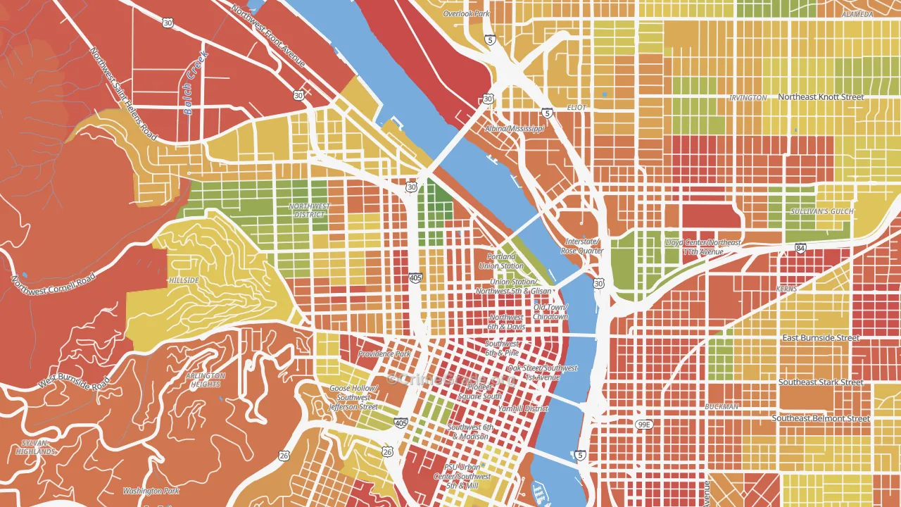 Pearl District, Portland, OR Map of Arson Rates