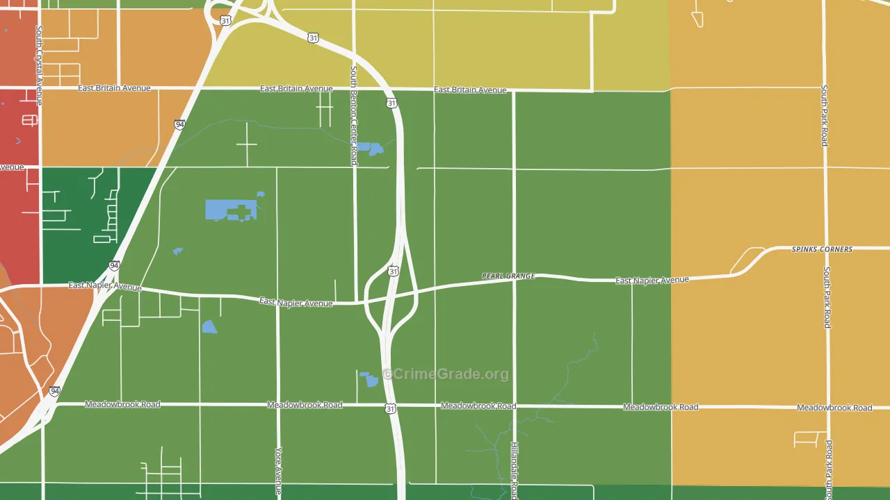 Pearl Grange, MI Map of Arson Rates