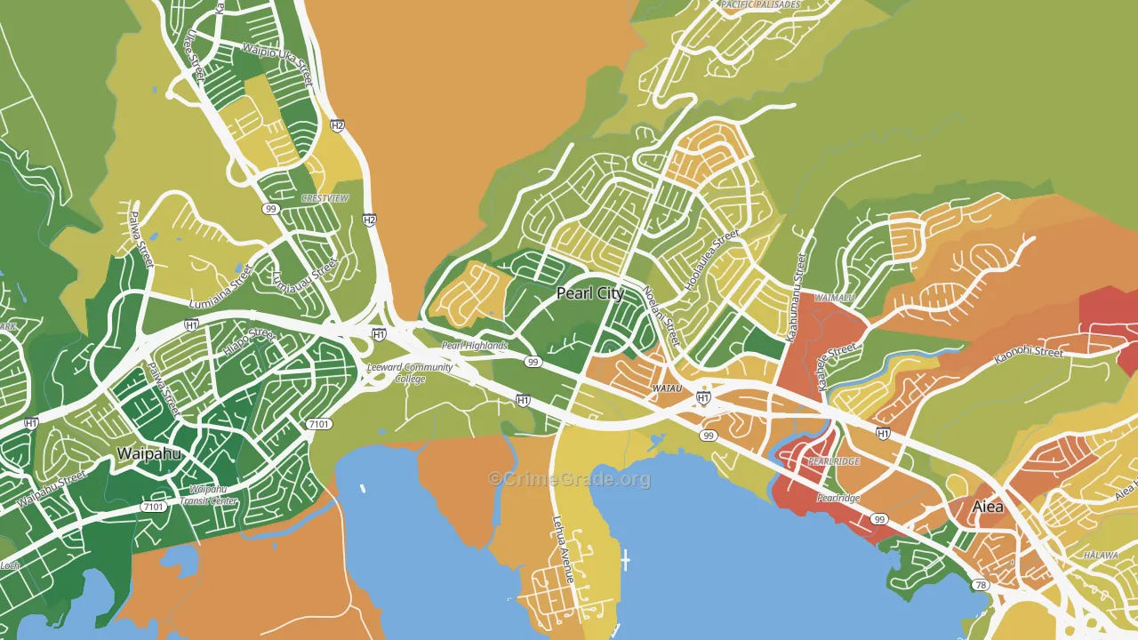 Pearl Highlands, Pearl City, HI Map of Arson Rates