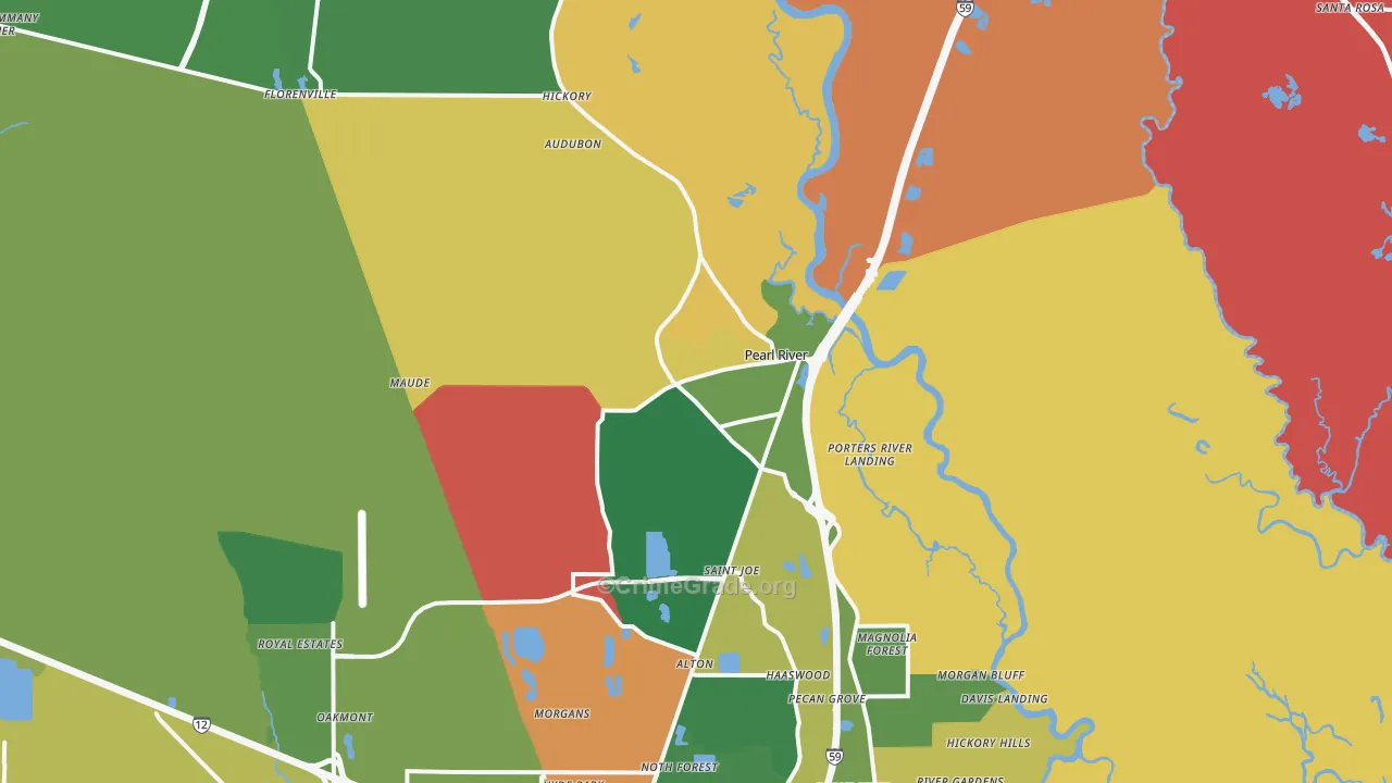 Pearl River, LA Map of Arson Rates