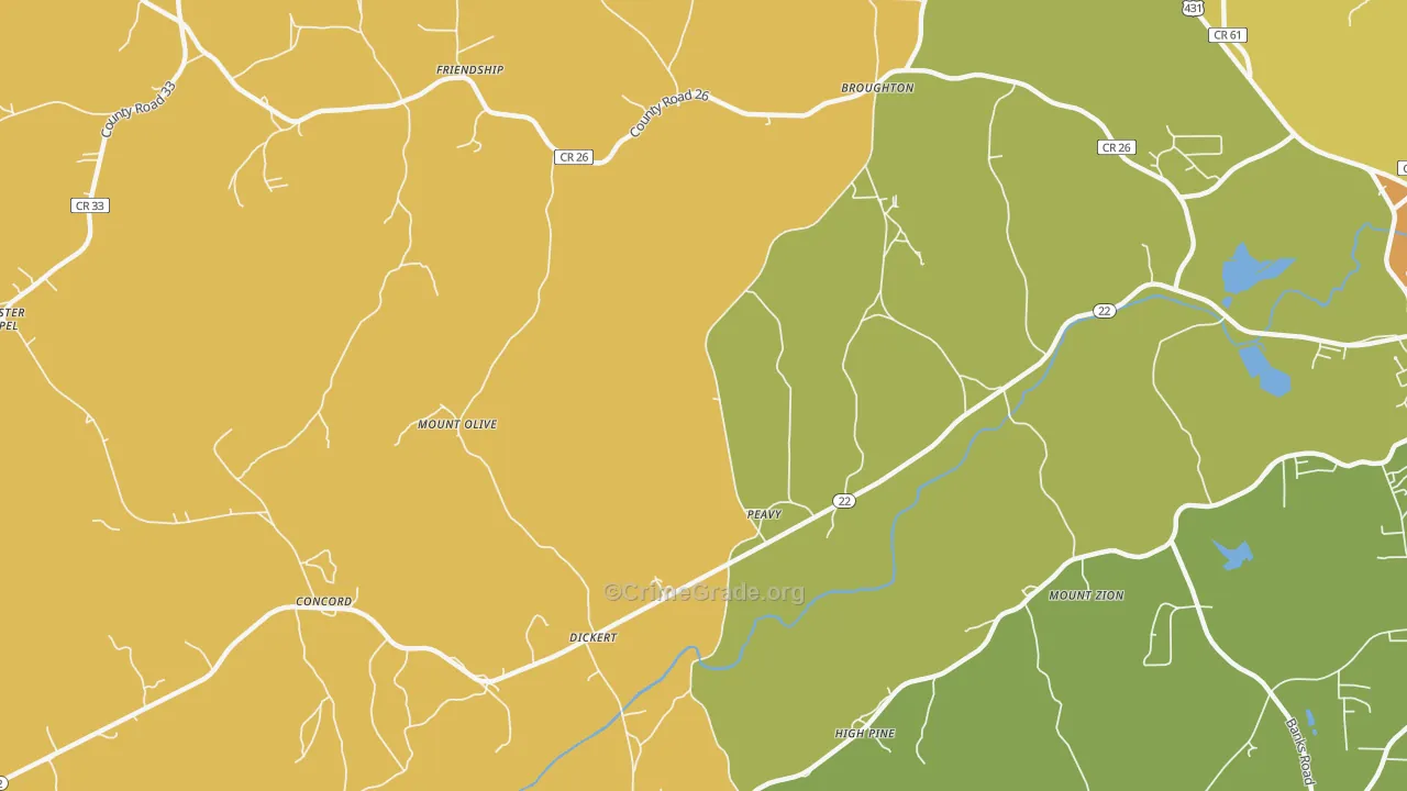 Peavy, AL Map of Arson Rates