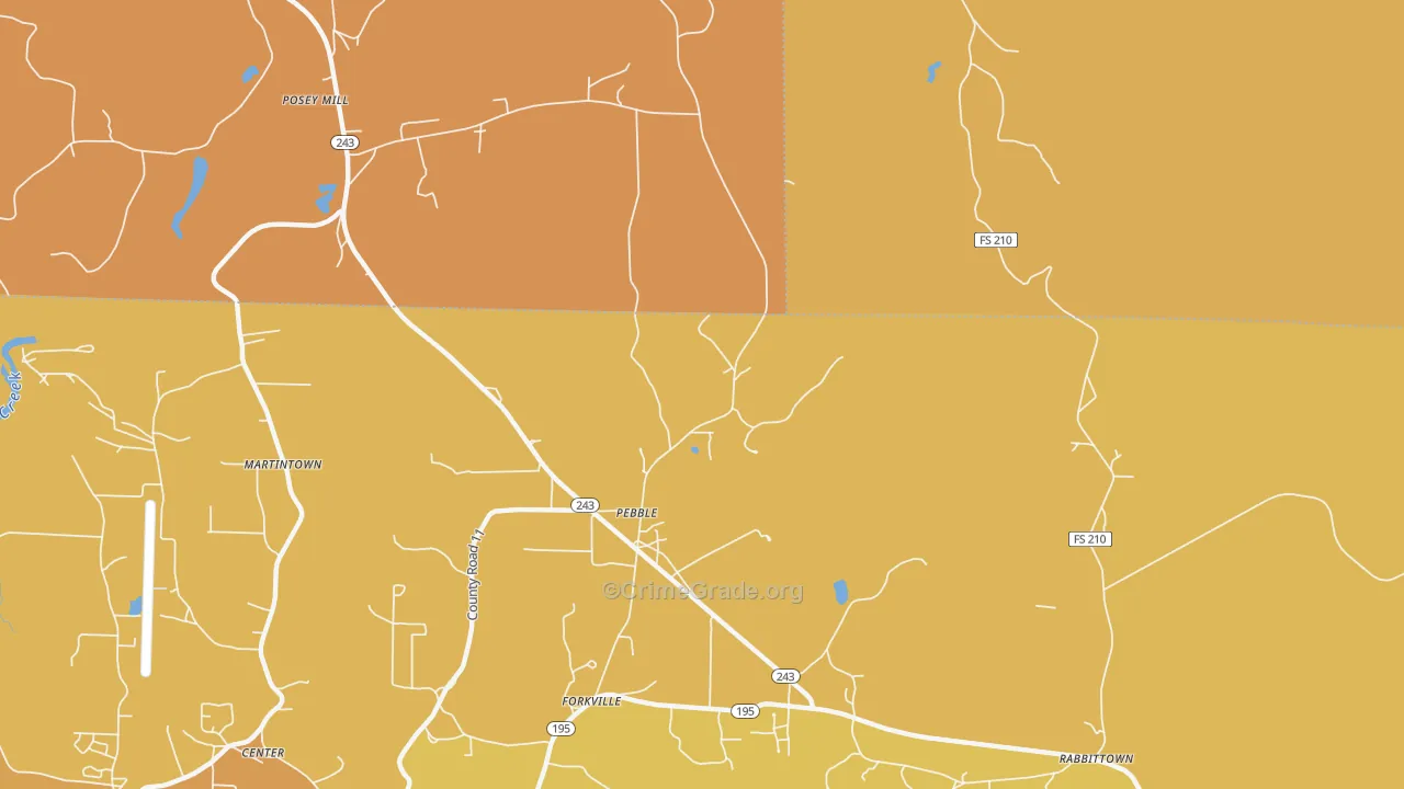 Pebble, AL Map of Arson Rates