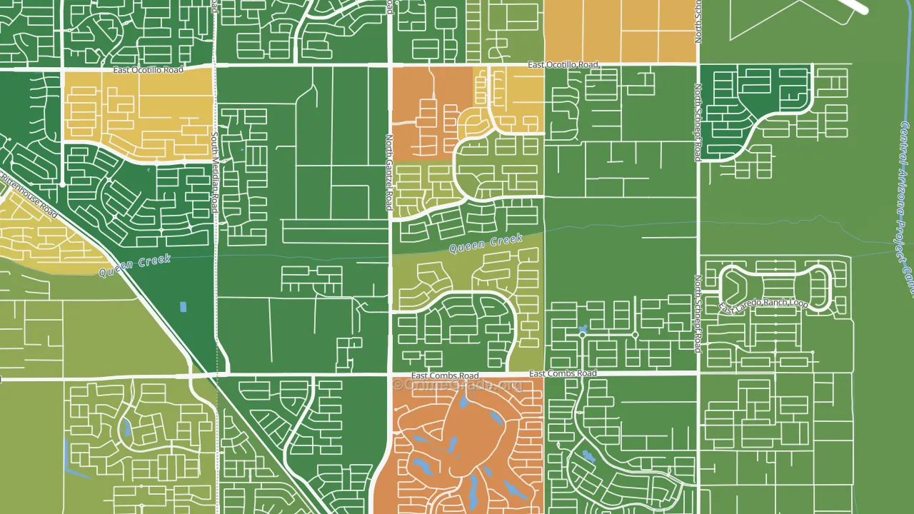 Pecan Creek, San Tan Valley, AZ Map of Arson Rates