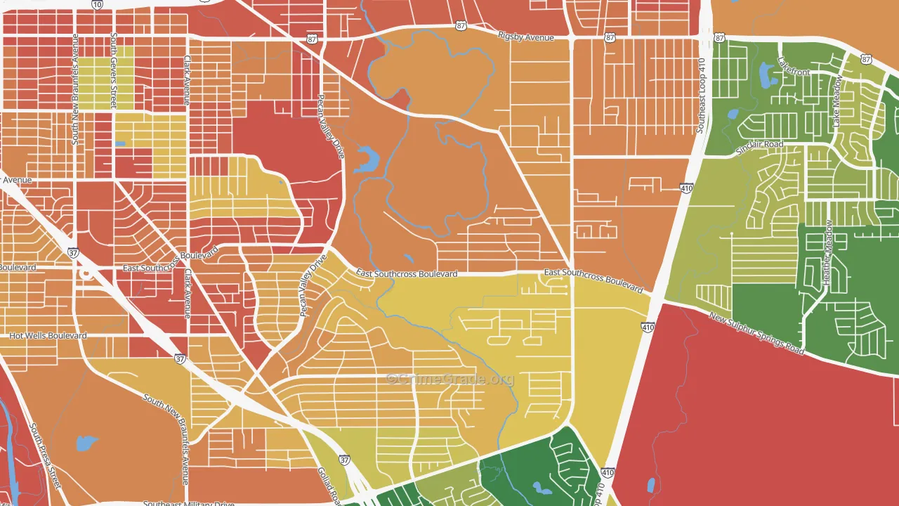Pecan Valley, San Antonio, TX Map of Arson Rates