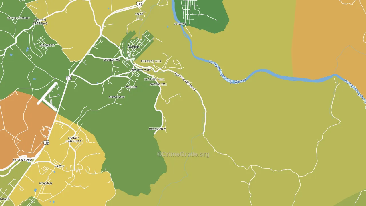 Pechin, PA Map of Arson Rates