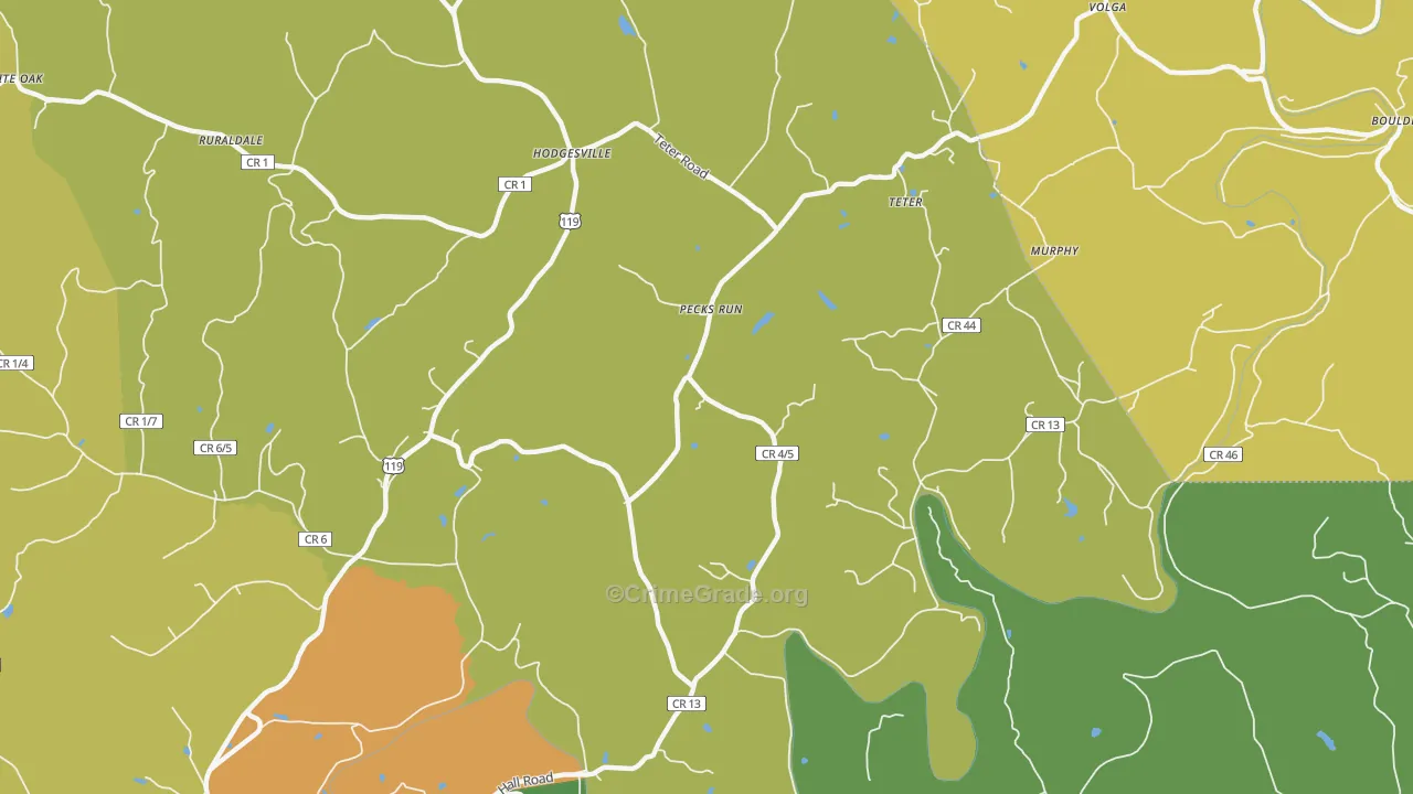 Pecks Run, WV Map of Arson Rates