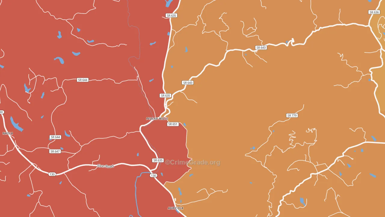 Pedlar Mills, VA Map of Arson Rates