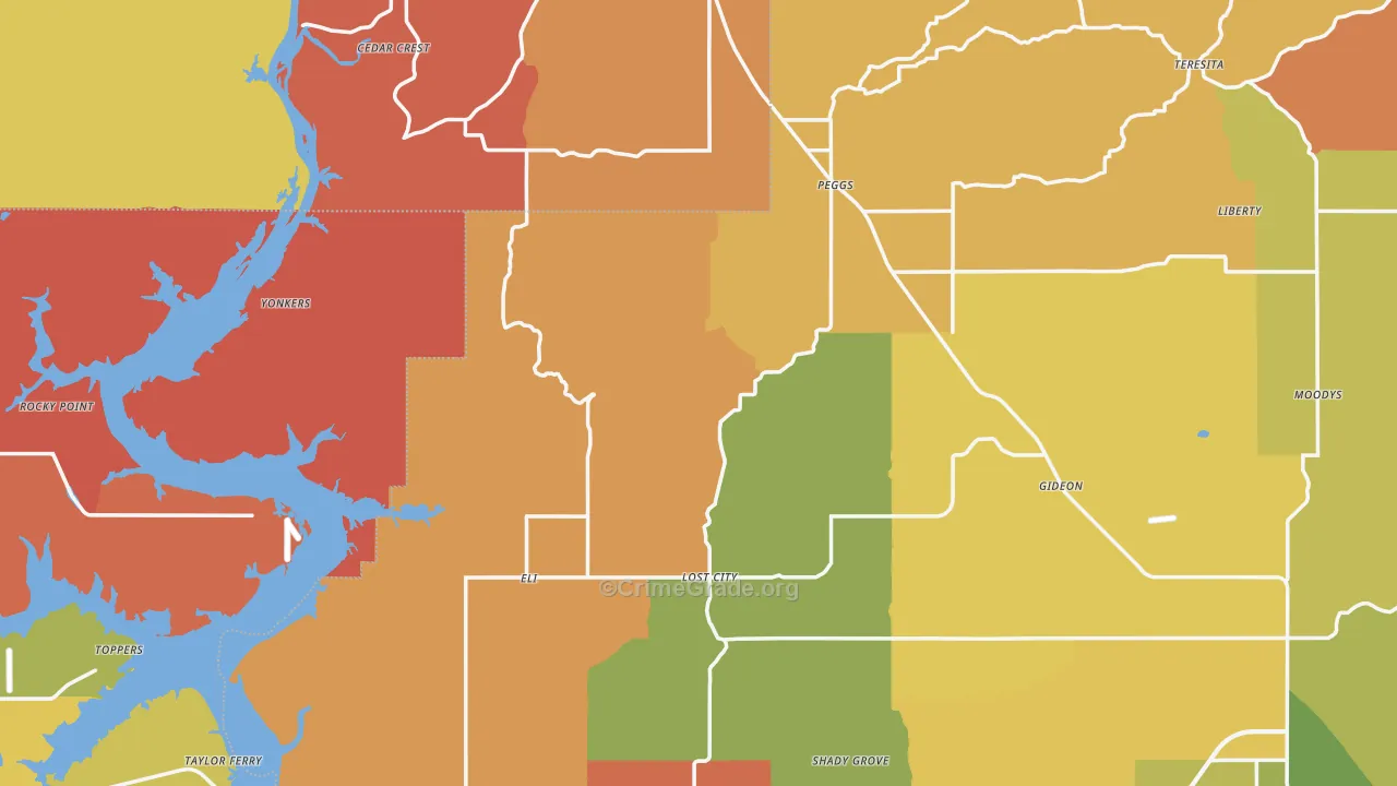 Peggs, OK Map of Arson Rates