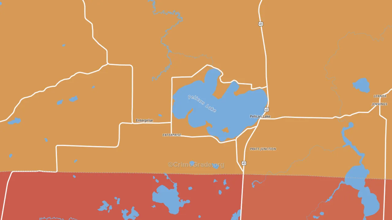 Pelican Lake, WI Map of Arson Rates