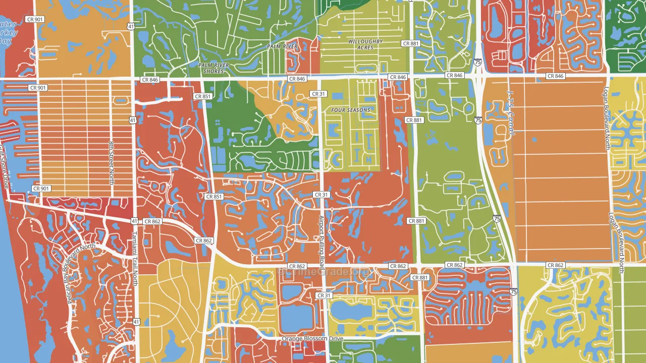Pelican Marsh, Naples, FL Map of Arson Rates