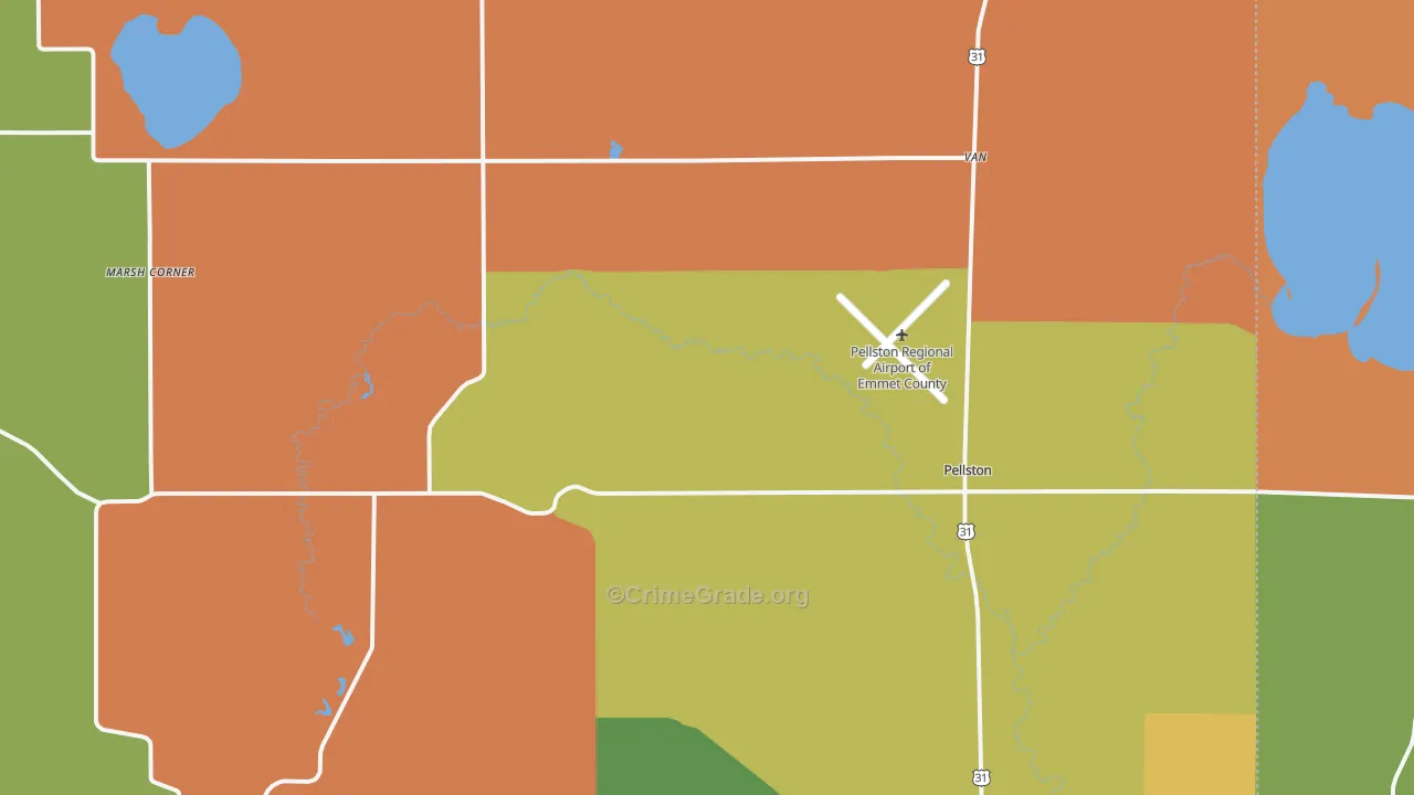 Pellston, MI Map of Arson Rates
