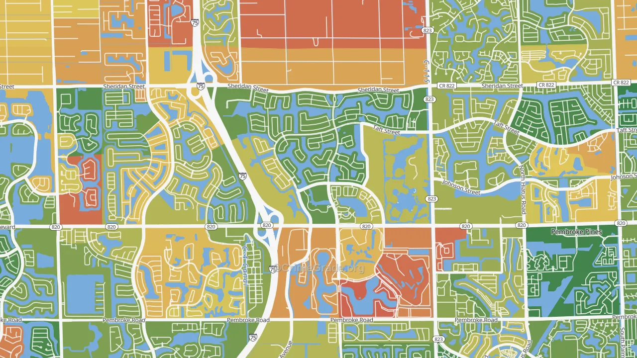 Pembroke Falls, Pembroke Pines, FL Map of Arson Rates