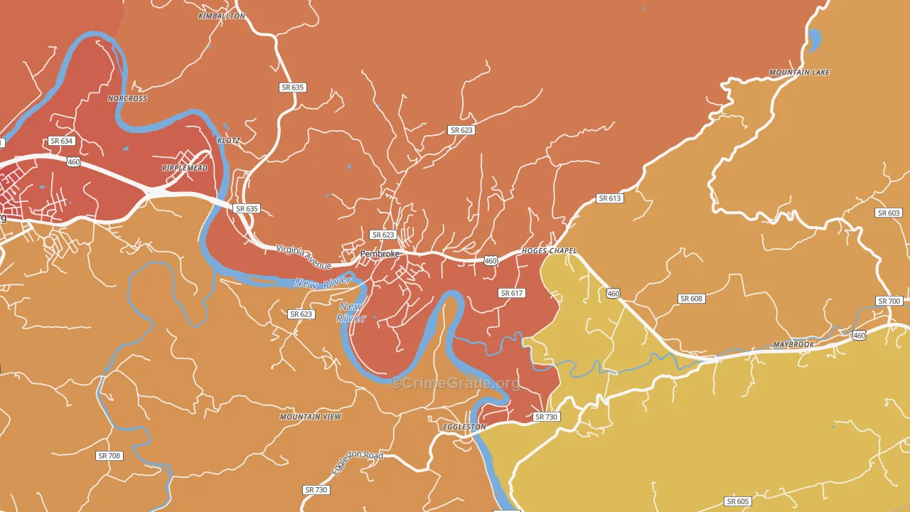 Pembroke, VA Map of Arson Rates