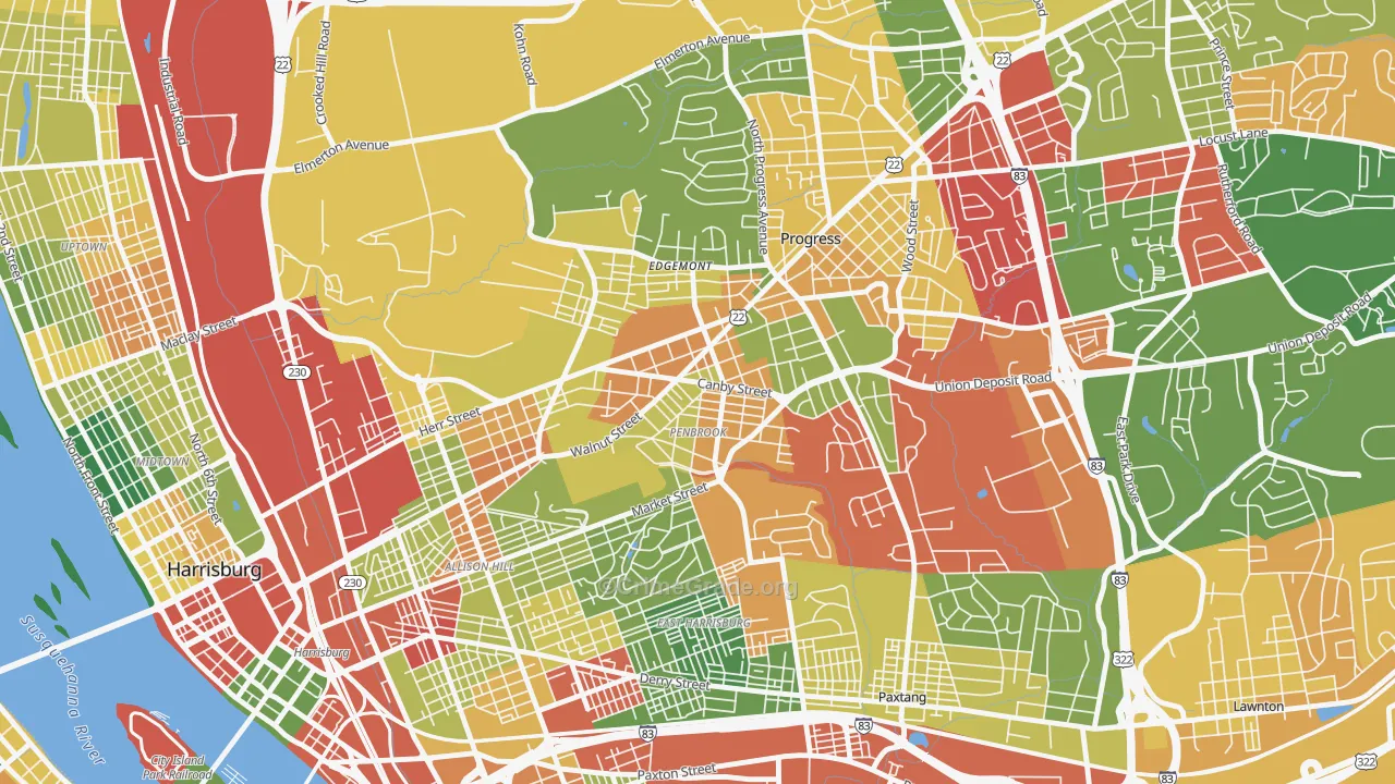 Penbrook, PA Map of Arson Rates