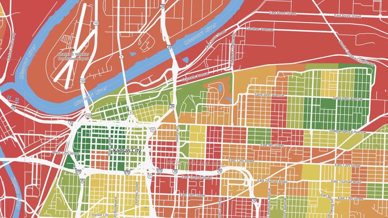 Pendleton Heights, Kansas City, MO Map of Arson Rates