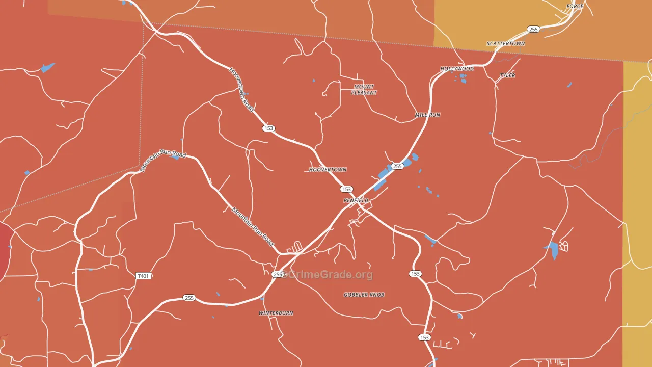 Penfield, PA Map of Arson Rates