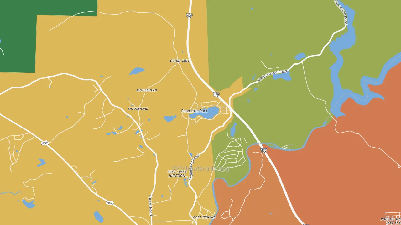Penn Lake Park, PA Map of Arson Rates