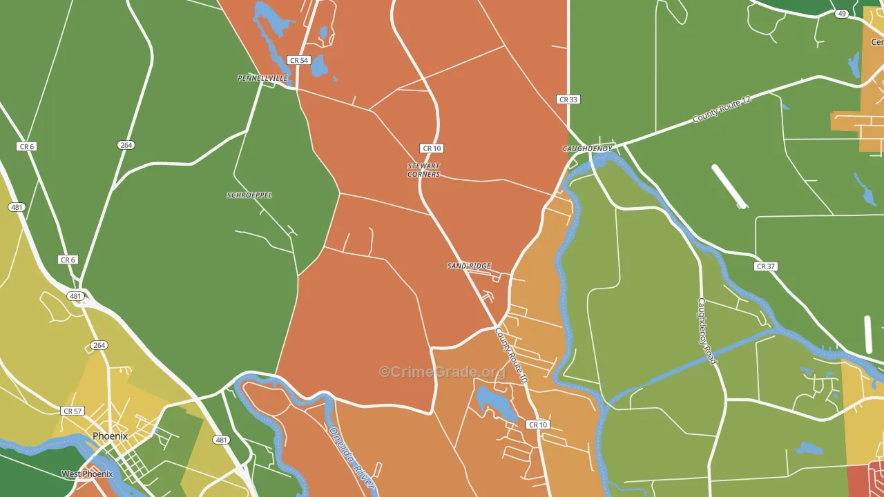 Pennellville, NY Map of Arson Rates