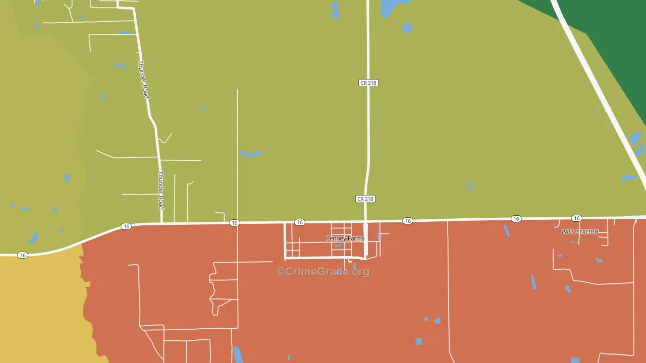 Penney Farms, FL Map of Arson Rates