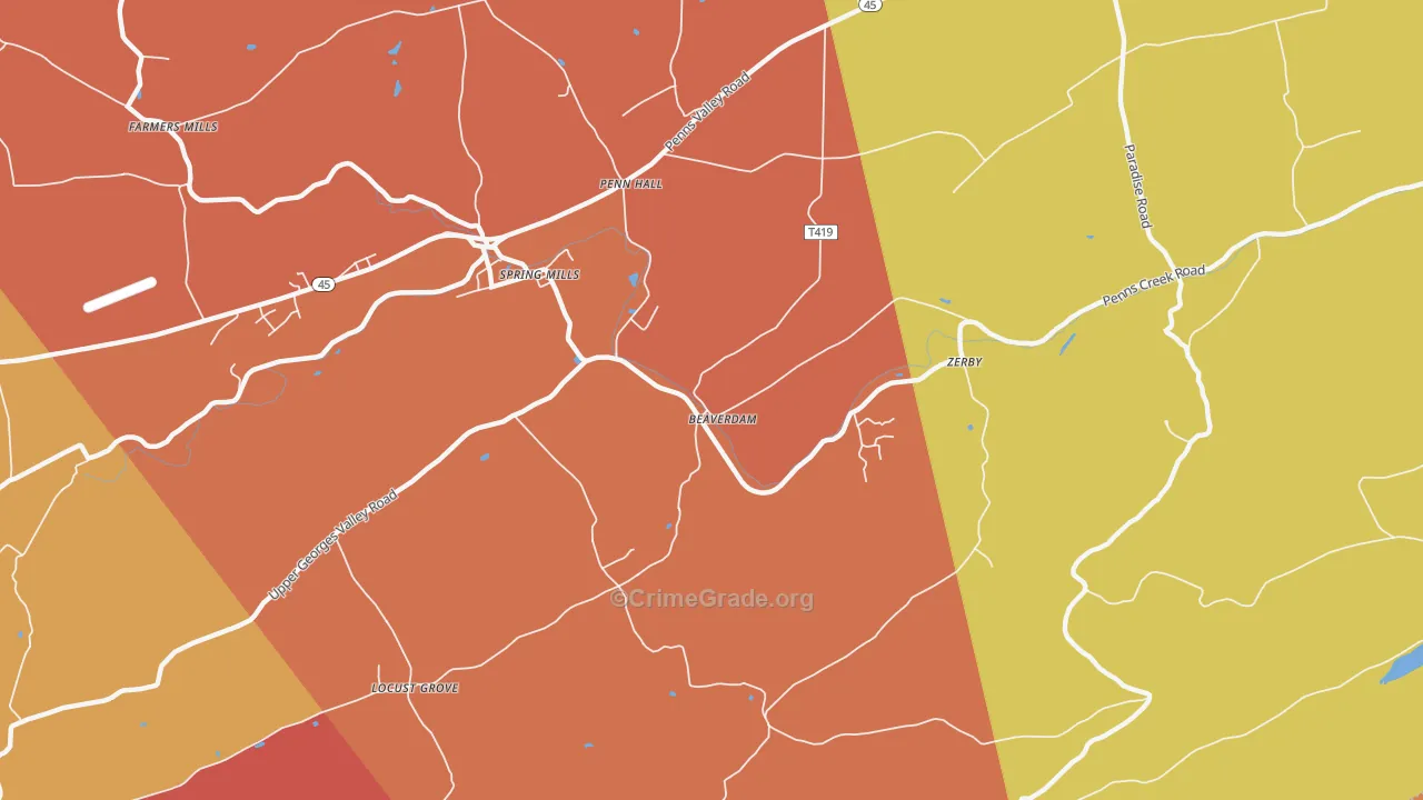 Pennhall, PA Map of Arson Rates