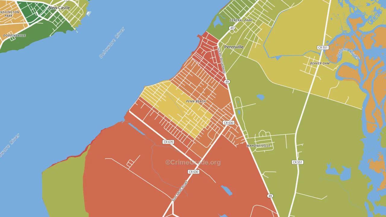Penns Beach, Pennsville, NJ Map of Arson Rates