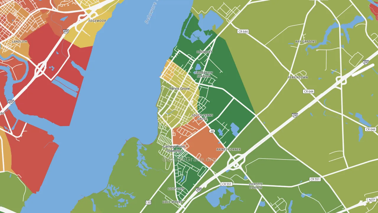 Penns Grove, NJ Map of Arson Rates