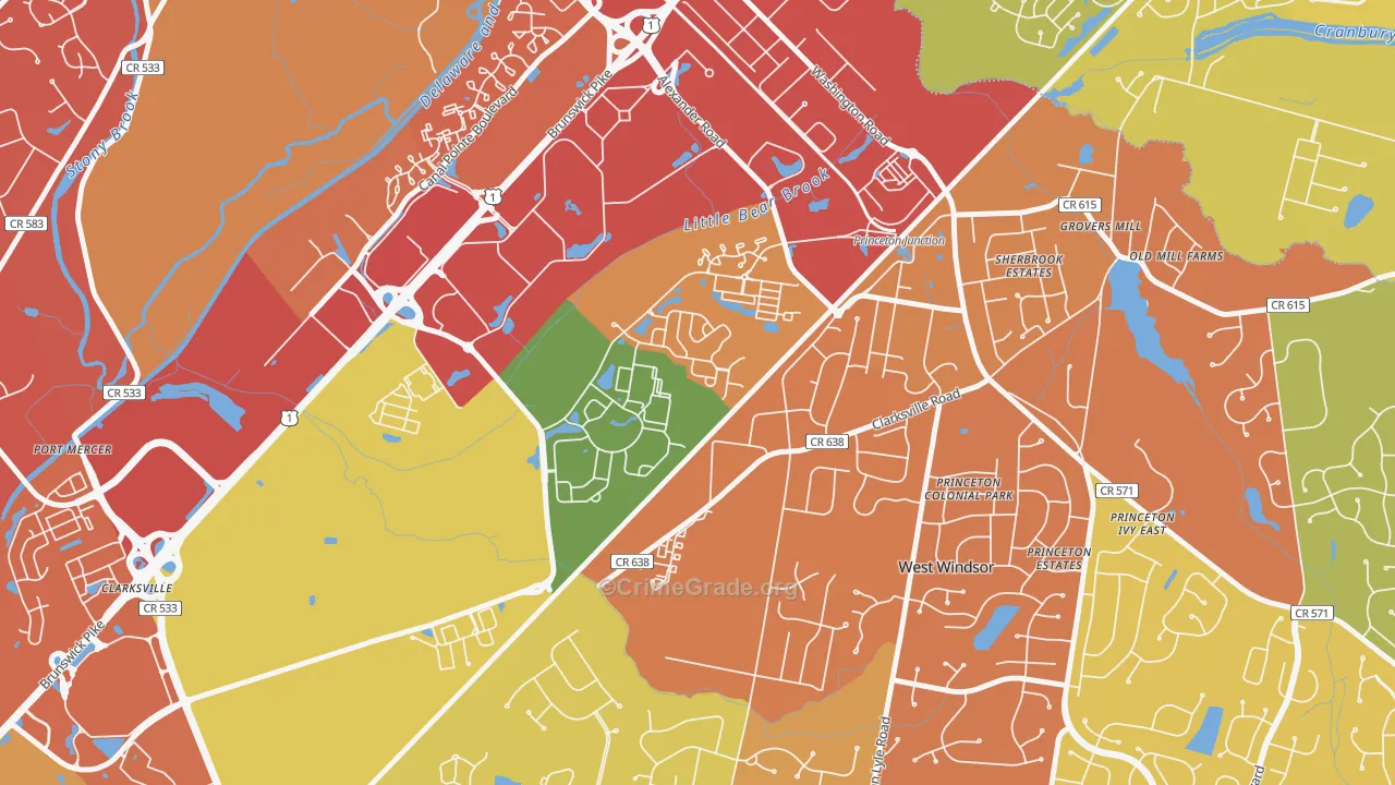 Penns Neck, NJ Map of Arson Rates