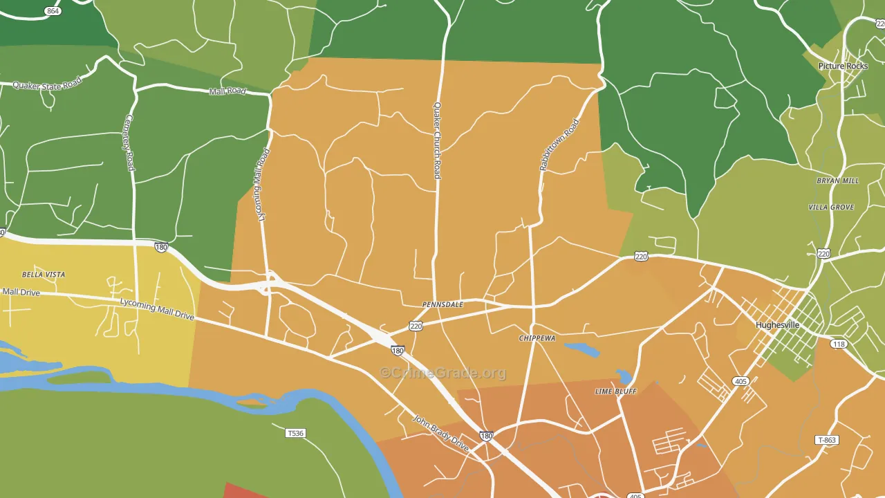 Pennsdale, PA Map of Arson Rates