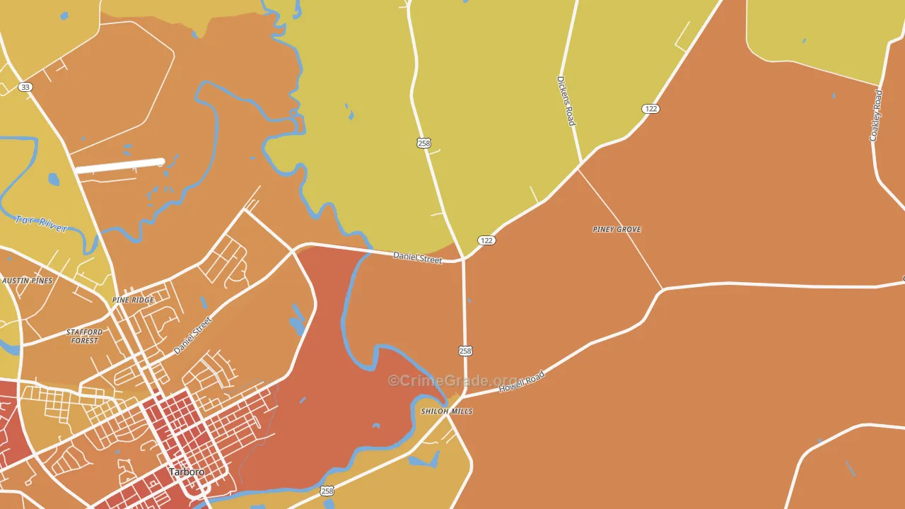 Penny Hill, NC Map of Arson Rates
