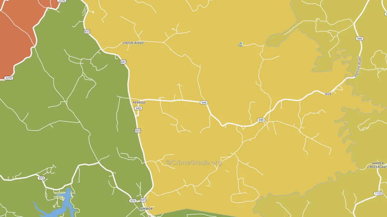 Penrod, KY Map of Arson Rates