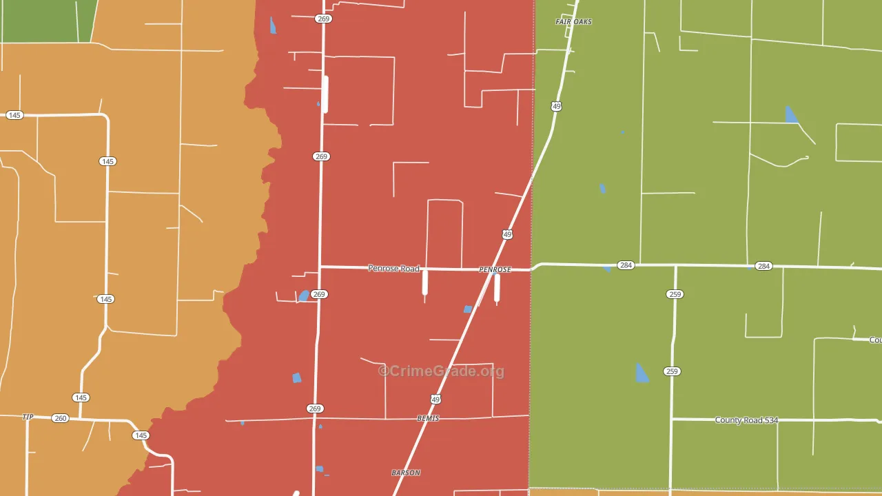 Penrose, AR Map of Arson Rates