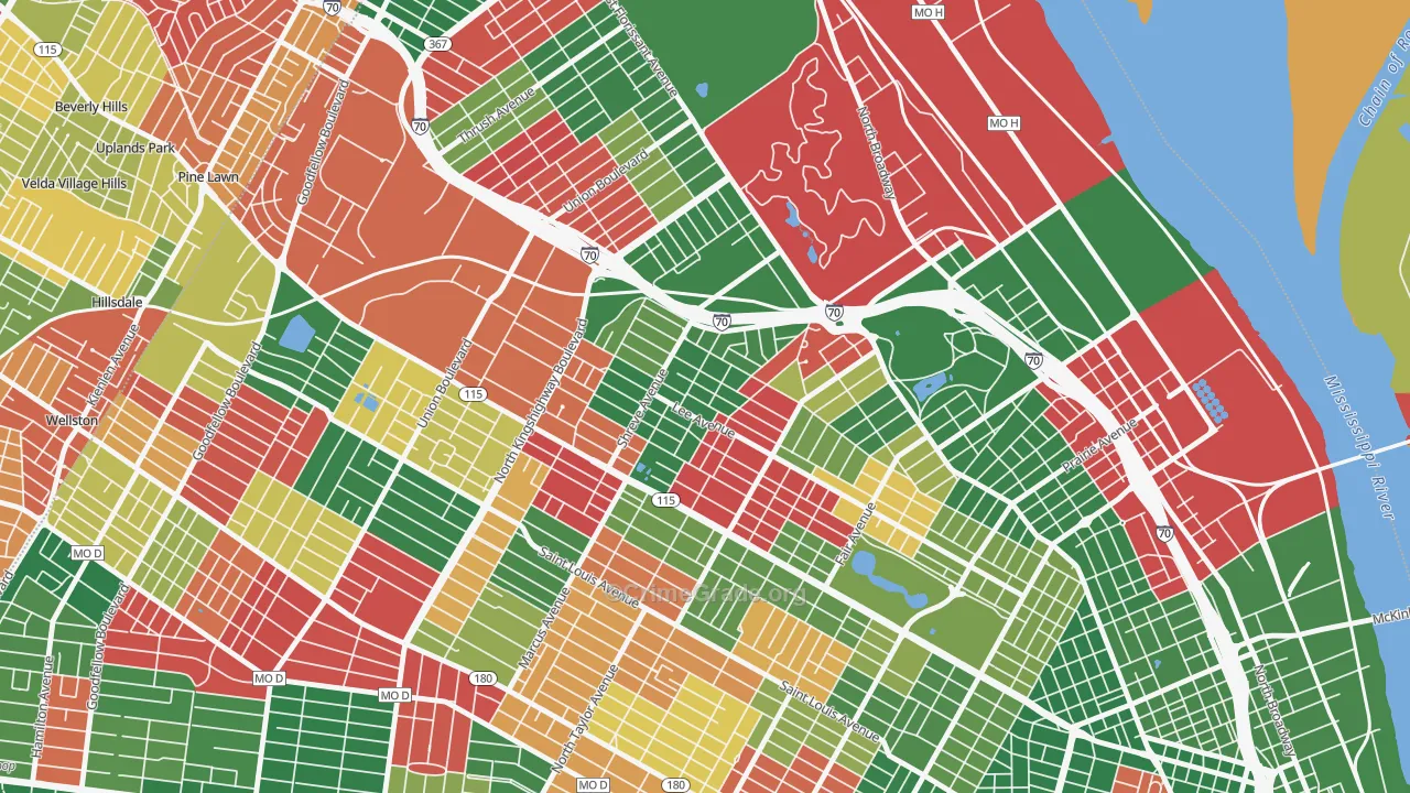 Penrose, St. Louis, MO Map of Arson Rates
