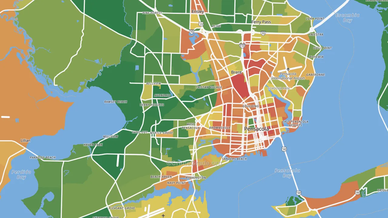 Pensacola, FL Map of Arson Rates