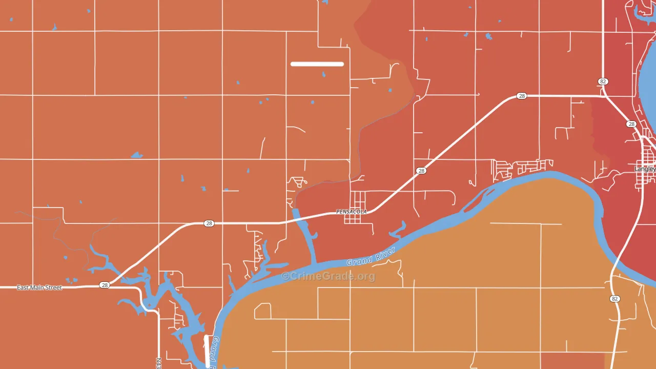 Pensacola, OK Map of Arson Rates