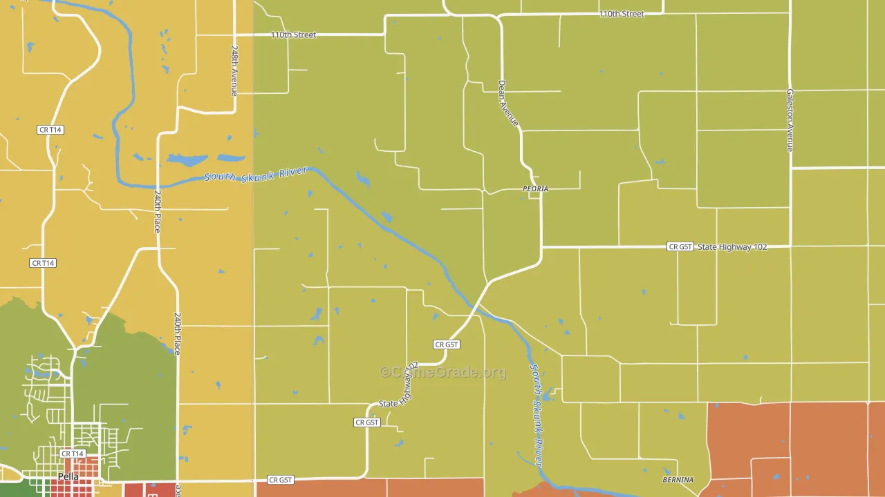 Peoria, IA Map of Arson Rates