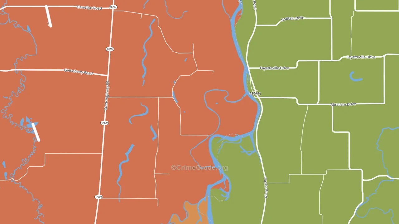 Peoria, OR Map of Arson Rates