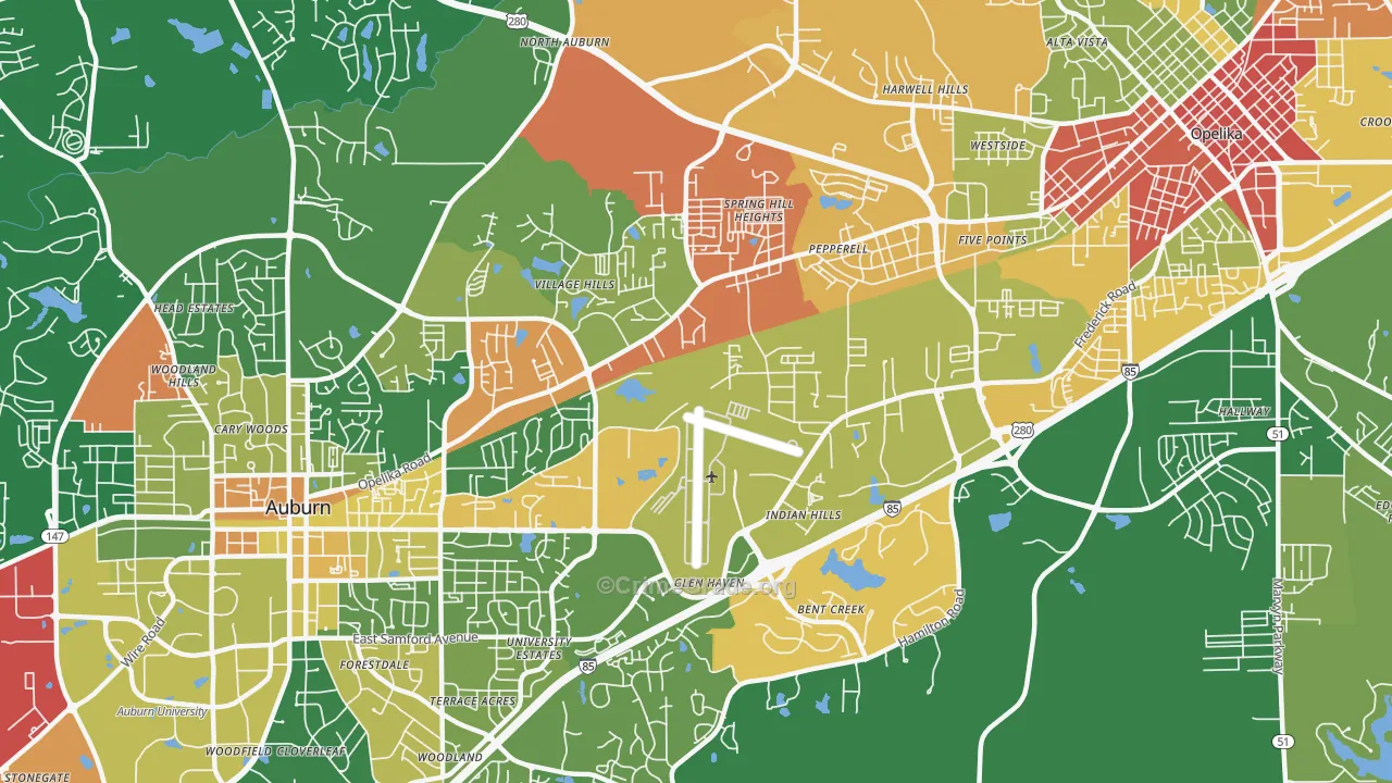 Pepperell, AL Map of Arson Rates