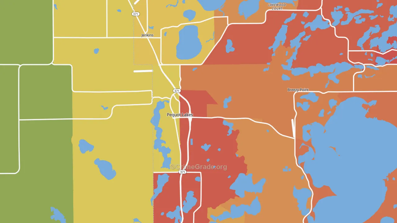 Pequot Lakes, MN Map of Arson Rates